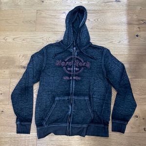 Hard Rock Orlando XL Men's Double Burnout Zip Hoodie